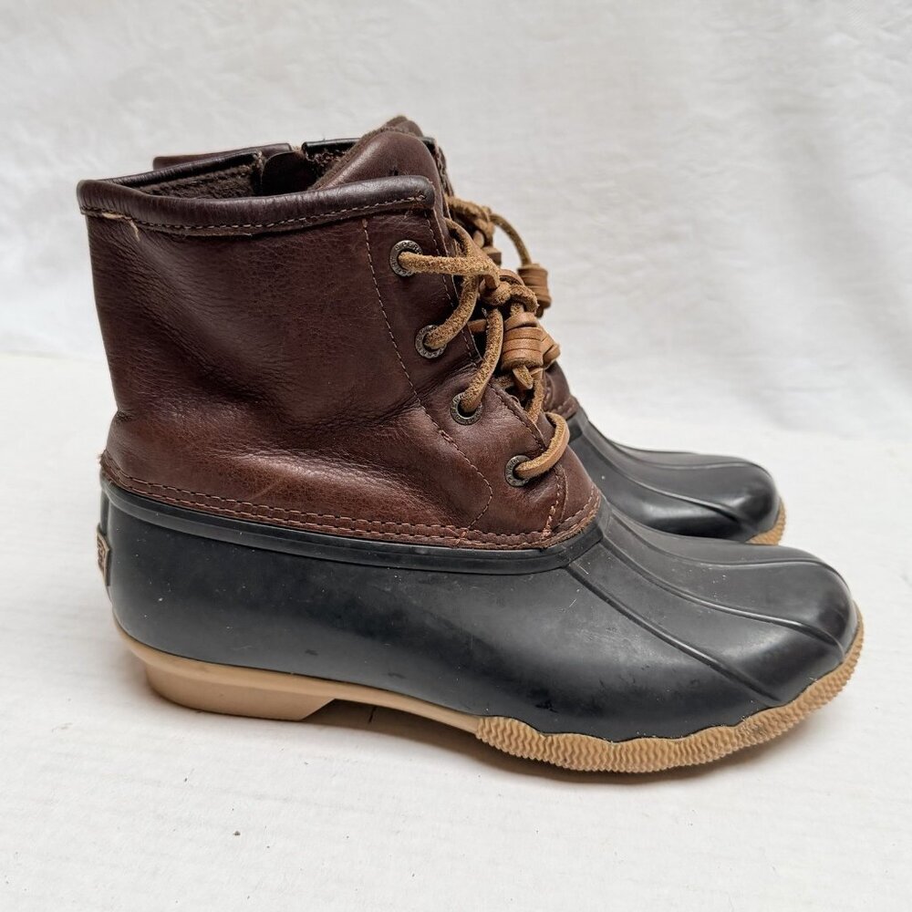 Sperry Top Sider Size 6.5 Duck Boots Leather Rubber Rain Snow Waterproof Women